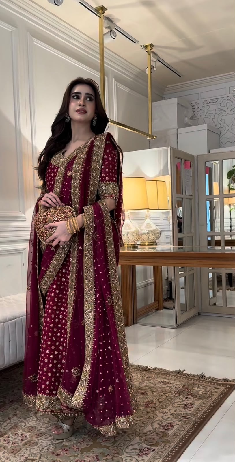 Haris Shakeel Addawork Formal Wedding Collection – Aisha Margenta | Premium Embroidered Chiffon 3 Piece Suit with 4-Sided Embroidered Dupatta
