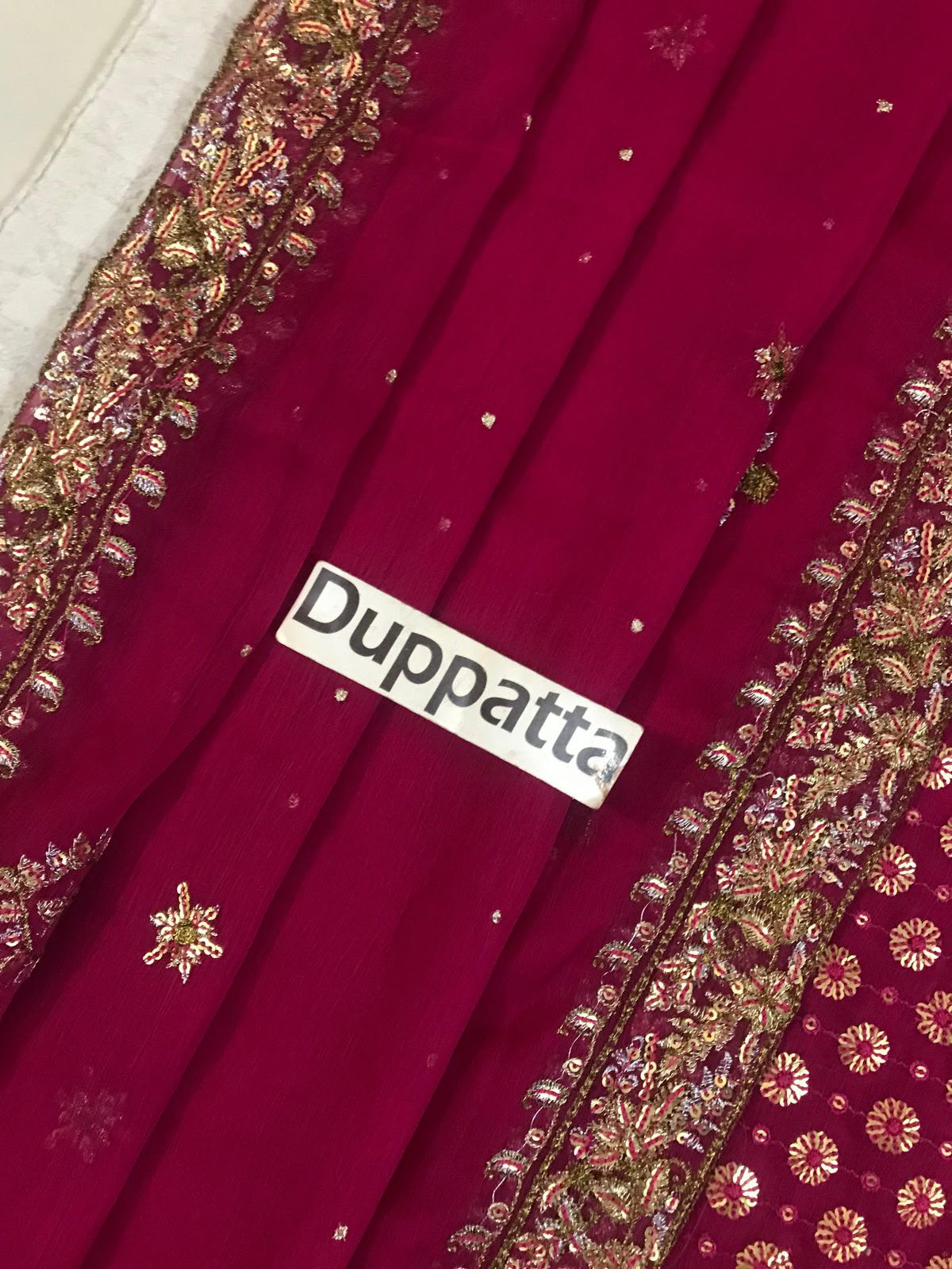 Haris Shakeel Addawork Formal Wedding Collection – Aisha Margenta | Premium Embroidered Chiffon 3 Piece Suit with 4-Sided Embroidered Dupatta